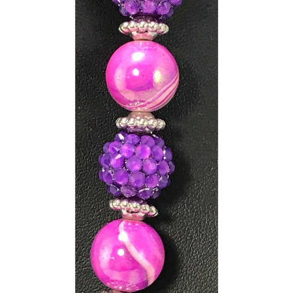 Handmade Purple Candy Colored Acrylic Metal and Glass Seed Bead Necklace - Picture 3 of 5